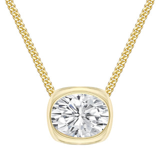 14kt gold and diamond oval cushion bezel necklace
