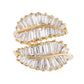 14kt gold baguette diamond palm leaf ring