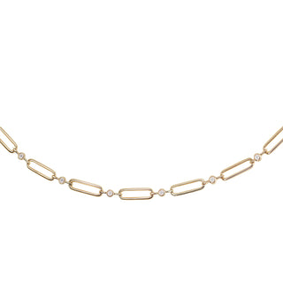 14kt gold diamond bezel paperclip necklace - Luna Skye
