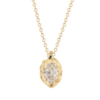 14kt petite molten gold diamond bezel necklace