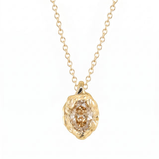14kt petite molten gold champagne diamond bezel necklace