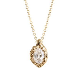 14kt petite molten gold diamond bezel necklace