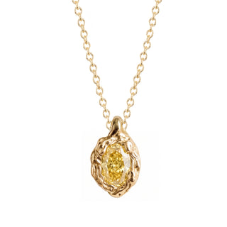 14kt petite molten gold yellow diamond bezel necklace