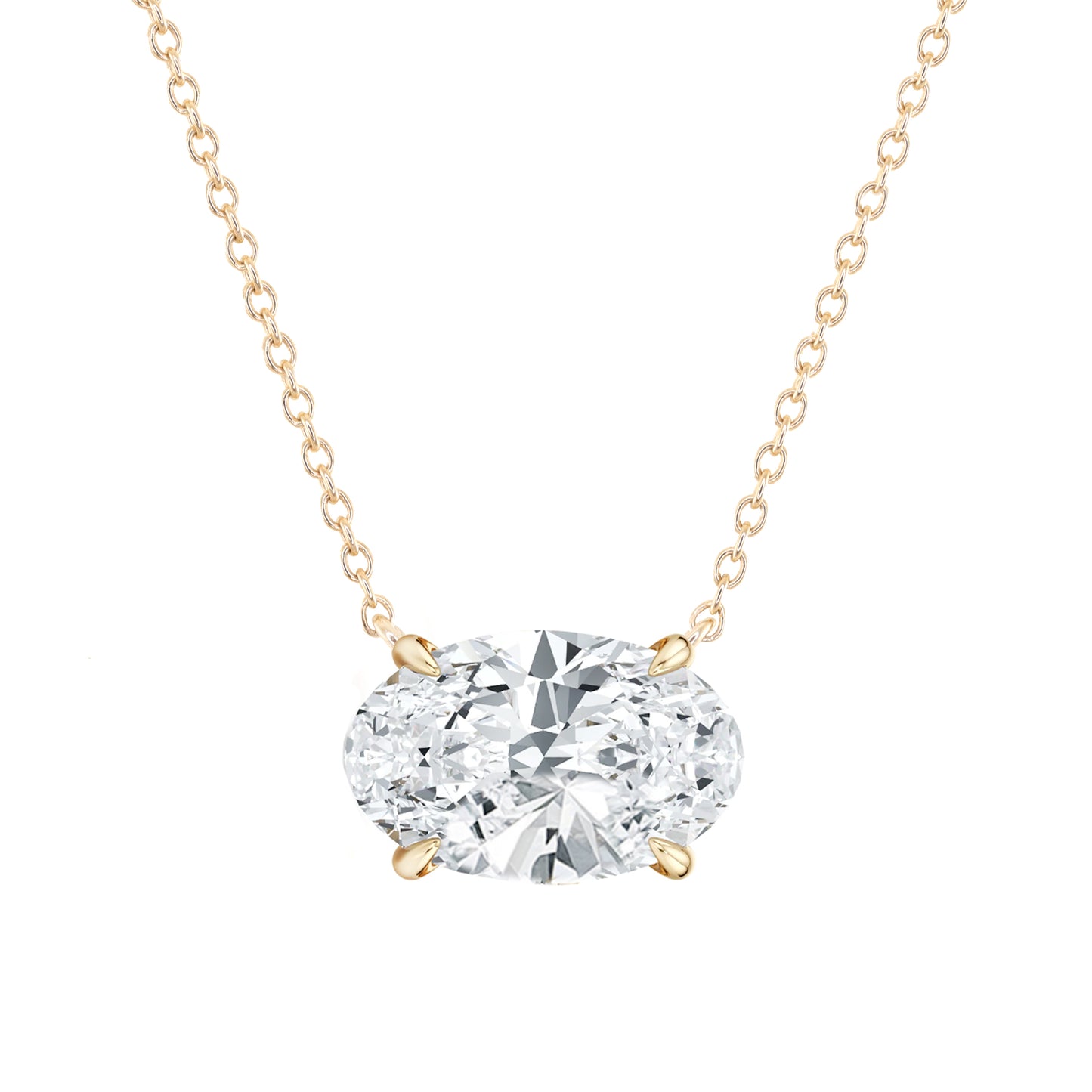 14kt gold petite oval diamond solitaire necklace