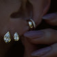 14kt gold baby teardrop diamond bezel hoop