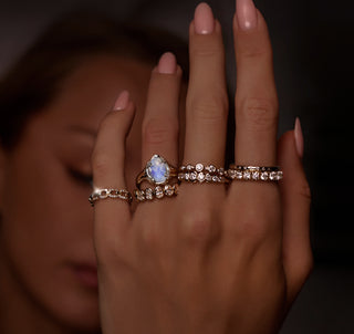 14kt gold and diamond moonstone claw ring