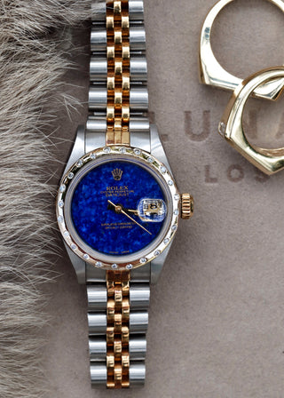 Rolex Datejust Jubilee Two-Tone 26mm Scattered Diamond Bezel With Lapis Dial - Luna Skye