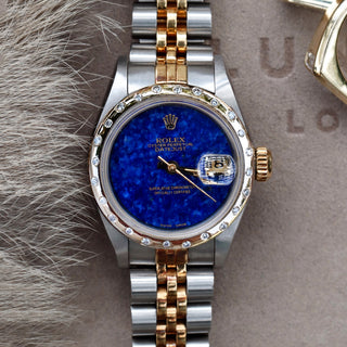 Rolex Datejust Jubilee Two-Tone 26mm Scattered Diamond Bezel With Lapis Dial - Luna Skye