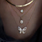 14kt gold emerald cut diamond bezel necklace