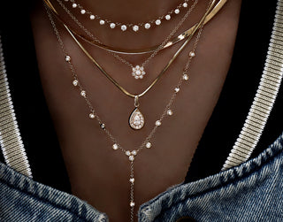 14kt gold diamond baby flower necklace