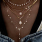 14kt gold single row diamond bezel drip lariat necklace