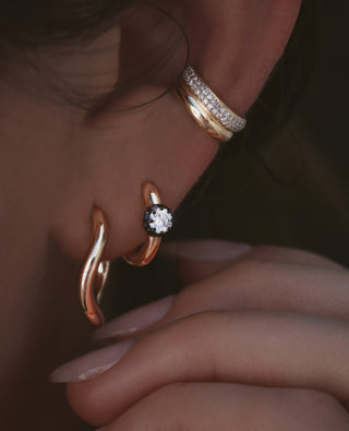 14kt gold two row diamond ear band