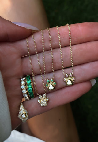14kt gold gemstone LS x Labelle dog paw necklace