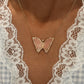 14kt gold and diamond pink opal baby butterfly necklace