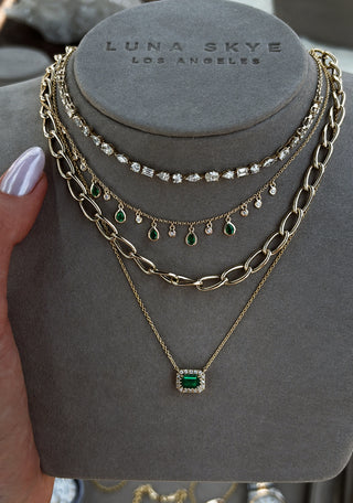 14kt gold floating mixed diamond choker