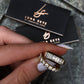 14kt gold channel baguette diamond rectangle signet ring