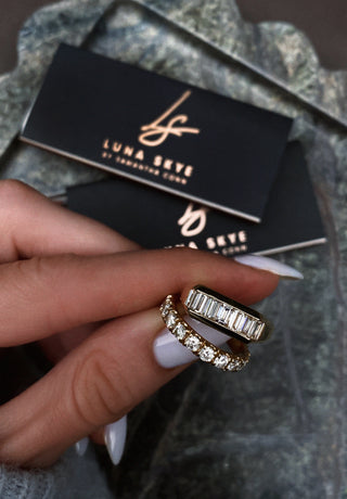 14kt gold channel baguette diamond rectangle signet ring