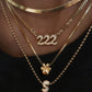 14kt gold and diamond 222 necklace on flat link chain
