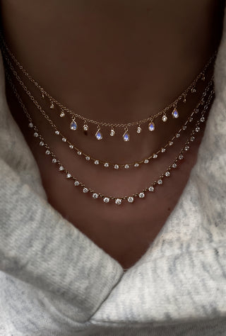 14kt gold and diamond moonstone teardrop drip necklace - Luna Skye