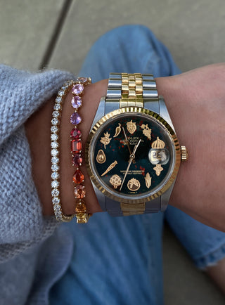 14kt gold mixed cut rainbow tennis bracelet