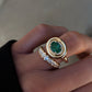 14kt gold and diamond emerald bubble ring