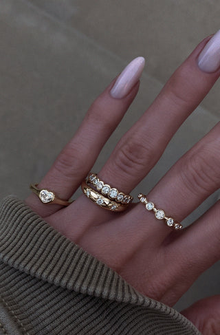 14kt gold heart diamond bubble ring