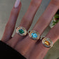 14kt gold and diamond blue zircon bubble ring