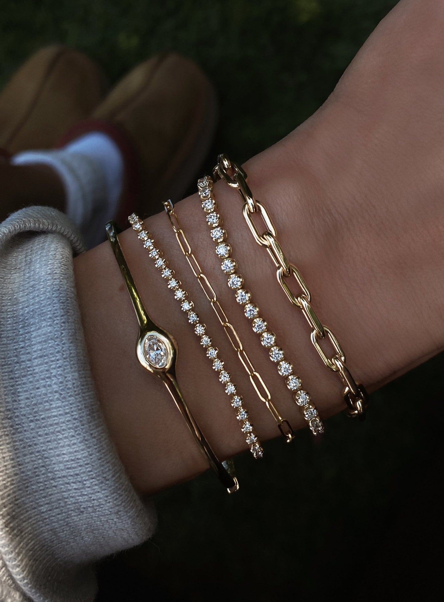 14kt gold diamond baby poppy tennis bracelet