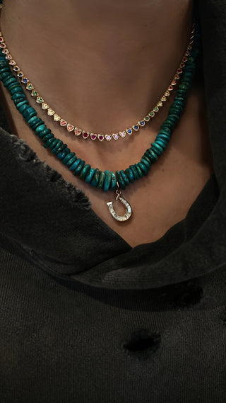 14kt gold and graduated turquoise beaded necklace