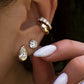 14kt gold teardrop diamond bezel hoop
