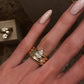 14kt gold three row teardrop diamond ring