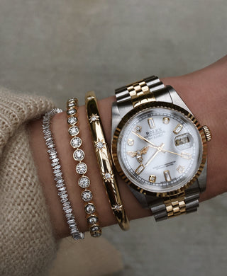 14kt gold diamond illusion bezel bangle