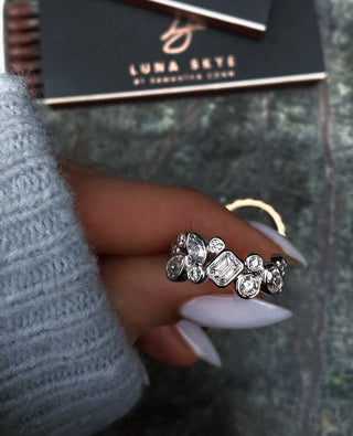 14kt gold mixed diamond cut bezel supernova ring