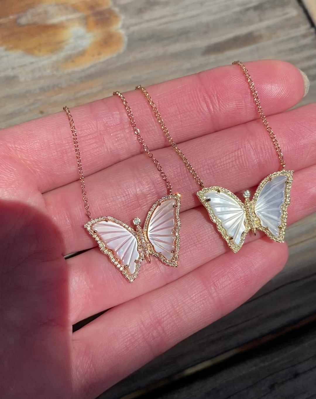 14K White and Yellow Gold Diamond Cut Butterfly Necklace | Shop 14k Yellow  & white Gold Contemporary Necklaces | Gabriel & Co