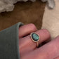 14kt gold and diamond single band labradorite ring