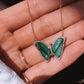 14kt gold and diamond malachite baby butterfly necklace