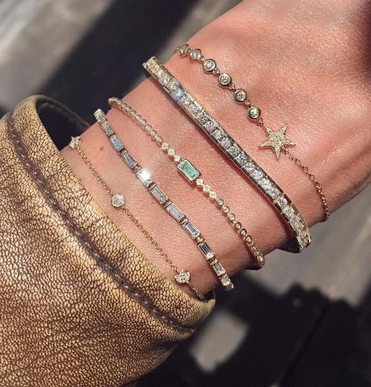 14kt gold diamond deco tennis bracelet