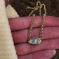 14kt gold two step marquise diamond bezel necklace
