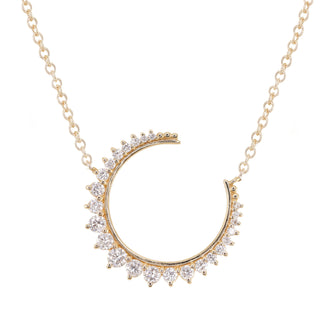 14kt gold and diamond queen starlit crescent moon necklace