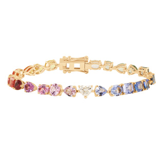 14kt gold mixed cut rainbow tennis bracelet