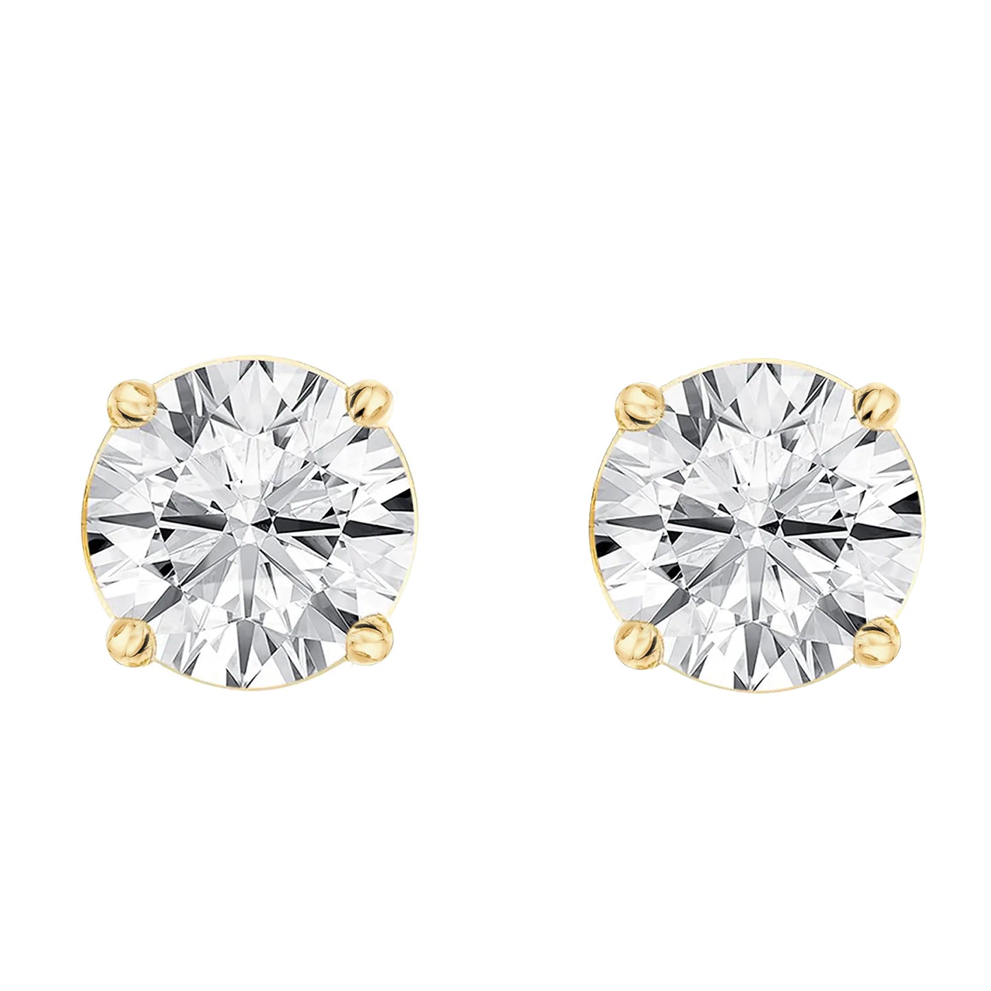 14kt gold four prong solitaire studs