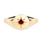 14kt gold ruby starburst signet ring