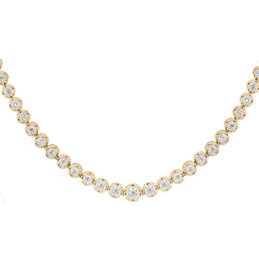 14kt gold graduated diamond scalloped bezel tennis necklace