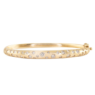 14kt gold scattered diamond dome bangle