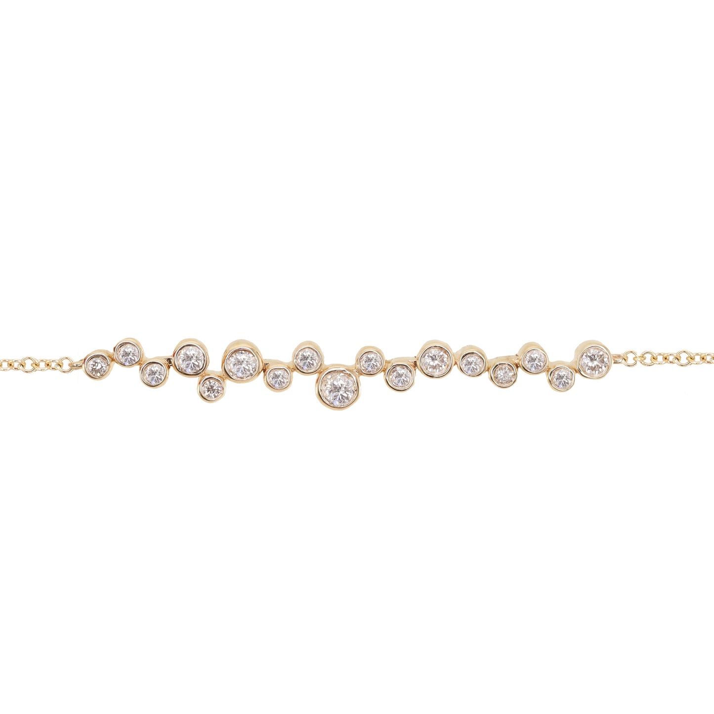 14kt gold scattered diamond bezel bracelet