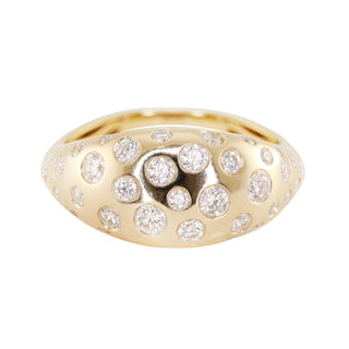 14kt gold scattered diamond dome ring