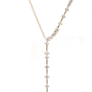 14kt gold floating scattered diamond lariat necklace - Luna Skye