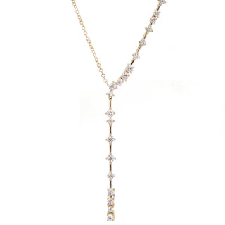 14kt gold floating scattered diamond lariat necklace - Luna Skye