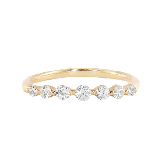 14kt gold graduated seven floating diamond ring