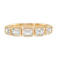 14kt gold five horizontal emerald cut diamond bezel band